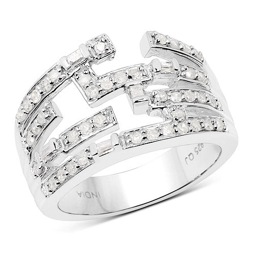 Bids.com 0.60 Carat Genuine White Diamond .925 Sterling Silver Ring Rings White Smoke size 9.00,size 6.00,size 7.00,size 8.00