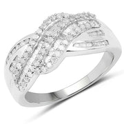 Bids.com 0.64 Carat Genuine White Diamond .925 Sterling Silver Ring Rings White Smoke size 7.00,size 8.00,size 6.00,size 9.00