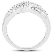 Bids.com 0.64 Carat Genuine White Diamond .925 Sterling Silver Ring Rings White Smoke size 7.00,size 8.00,size 6.00,size 9.00