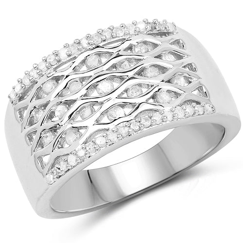 Bids.com 0.41 Carat Genuine White Diamond .925 Sterling Silver Ring Rings White Smoke size 6.00,size 8.00,size 7.00,size 9.00,size 5.00