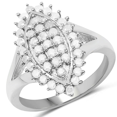 Bids.com 0.62 Carat Genuine White Diamond .925 Sterling Silver Ring Rings White Smoke size 6.00,size 7.00,size 8.00,size 9.00,size 5.00
