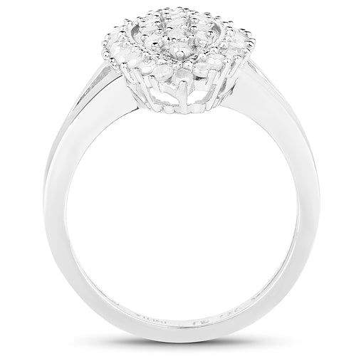 Bids.com 0.62 Carat Genuine White Diamond .925 Sterling Silver Ring Rings White Smoke size 6.00,size 7.00,size 8.00,size 9.00,size 5.00