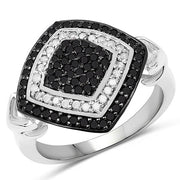 Bids.com 0.56 Carat Genuine White Diamond and Black Diamond .925 Sterling Silver Ring Rings White Smoke size 6.00,size 7.00,size 8.00