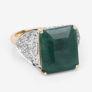 Bids.com 8.70 Carat Dyed Emerald and White Topaz .925 Sterling Silver Ring Rings White Smoke size 8.00,size 5.00,size 6.00,size 7.00,size 9.00,size 10.00