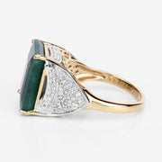 Bids.com 8.70 Carat Dyed Emerald and White Topaz .925 Sterling Silver Ring Rings White Smoke size 8.00,size 5.00,size 6.00,size 7.00,size 9.00,size 10.00
