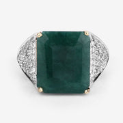 Bids.com 8.70 Carat Dyed Emerald and White Topaz .925 Sterling Silver Ring Rings Dark Slate Gray size 8.00,size 5.00,size 6.00,size 7.00,size 9.00,size 10.00