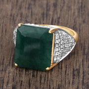 Bids.com 8.70 Carat Dyed Emerald and White Topaz .925 Sterling Silver Ring Rings Dim Gray size 8.00,size 5.00,size 6.00,size 7.00,size 9.00,size 10.00