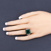 Bids.com 8.70 Carat Dyed Emerald and White Topaz .925 Sterling Silver Ring Rings Bisque size 8.00,size 5.00,size 6.00,size 7.00,size 9.00,size 10.00