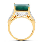 Bids.com 8.70 Carat Dyed Emerald and White Topaz .925 Sterling Silver Ring Rings White Smoke size 8.00,size 5.00,size 6.00,size 7.00,size 9.00,size 10.00