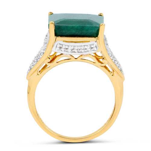 Bids.com 8.70 Carat Dyed Emerald and White Topaz .925 Sterling Silver Ring Rings White Smoke size 8.00,size 5.00,size 6.00,size 7.00,size 9.00,size 10.00
