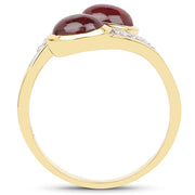 Bids.com 14K Yellow Gold Plated 2.38 Carat Glass Filled Ruby and White Topaz .925 Sterling Silver Ring Rings White Smoke size 6.00,size 7.00,size 8.00,size 9.00
