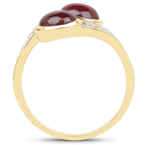 Bids.com 14K Yellow Gold Plated 2.38 Carat Glass Filled Ruby and White Topaz .925 Sterling Silver Ring Rings White Smoke size 6.00,size 7.00,size 8.00,size 9.00