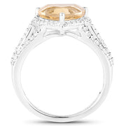 Bids.com 3.06 Carat Genuine Citrine and White Topaz .925 Sterling Silver Ring Rings White Smoke size 5.00,size 6.00,size 7.00,size 8.00,size 9.00