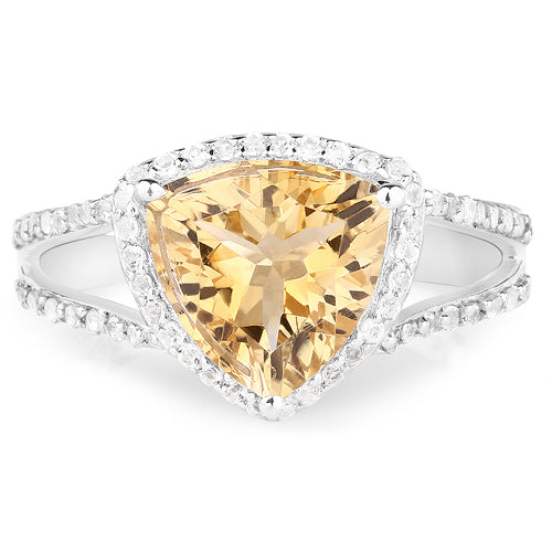Bids.com 3.06 Carat Genuine Citrine and White Topaz .925 Sterling Silver Ring Rings White Smoke size 5.00,size 6.00,size 7.00,size 8.00,size 9.00