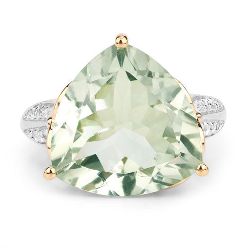 Bids.com 8.08 Carat Genuine Green Amethyst and White Topaz .925 Sterling Silver Ring Rings White Smoke size 6.00,size 7.00,size 8.00,size 9.00,size 5.00,size 10.00,size 11.00