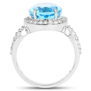 Bids.com 6.03 Carat Genuine Swiss Blue Topaz & White Topaz .925 Sterling Silver Ring Rings White Smoke size 6.00,size 7.00,size 9.00,size 8.00,size 5.00