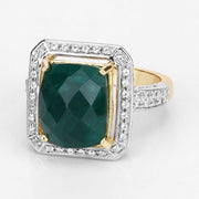 Bids.com 5.18 Carat Dyed Emerald and White Topaz .925 Sterling Silver Ring Rings Light Gray size 5.00,size 6.00,size 7.00,size 8.00,size 9.00,size 10.00,size 6.75