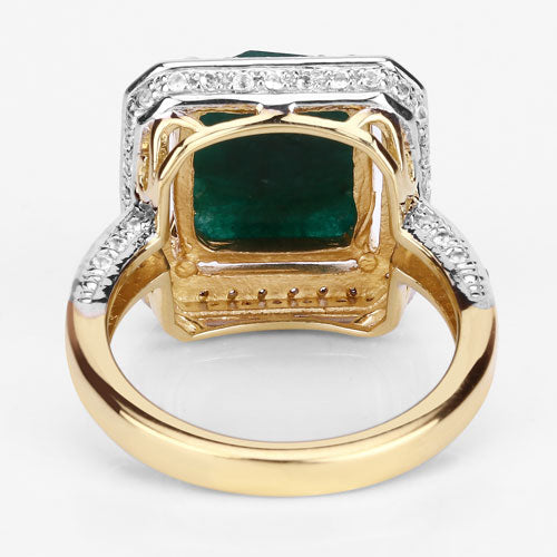 Bids.com 5.18 Carat Dyed Emerald and White Topaz .925 Sterling Silver Ring Rings White Smoke size 5.00,size 6.00,size 7.00,size 8.00,size 9.00,size 10.00,size 6.75