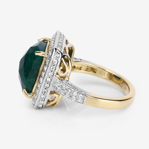 Bids.com 5.18 Carat Dyed Emerald and White Topaz .925 Sterling Silver Ring Rings White Smoke size 5.00,size 6.00,size 7.00,size 8.00,size 9.00,size 10.00,size 6.75