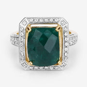 Bids.com 5.18 Carat Dyed Emerald and White Topaz .925 Sterling Silver Ring Rings Light Gray size 5.00,size 6.00,size 7.00,size 8.00,size 9.00,size 10.00,size 6.75