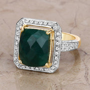 Bids.com 5.18 Carat Dyed Emerald and White Topaz .925 Sterling Silver Ring Rings Dark Gray size 5.00,size 6.00,size 7.00,size 8.00,size 9.00,size 10.00,size 6.75