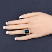 Bids.com 5.18 Carat Dyed Emerald and White Topaz .925 Sterling Silver Ring Rings Dark Slate Gray size 5.00,size 6.00,size 7.00,size 8.00,size 9.00,size 10.00,size 6.75
