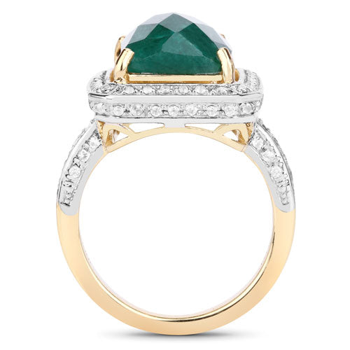 Bids.com 5.18 Carat Dyed Emerald and White Topaz .925 Sterling Silver Ring Rings White Smoke size 5.00,size 6.00,size 7.00,size 8.00,size 9.00,size 10.00,size 6.75