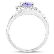 Bids.com 1.82 Carat Genuine Tanzanite and White Zircon .925 Sterling Silver Ring Rings White Smoke size 6.50,size 5.00,size 6.00,size 7.00,size 8.00,size 9.00