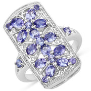 Bids.com 2.53 Carat Genuine Tanzanite .925 Sterling Silver Ring Rings White Smoke size 6.00,size 7.00,size 8.00,size 9.00,size 5.00