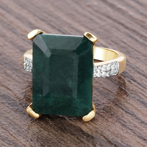 Bids.com 7.64 Carat Dyed Emerald and White Diamond .925 Sterling Silver Ring Rings Light Slate Gray size 7.00,size 8.00,size 9.00,size 10.00,size 5.00,size 6.00,size 6.50
