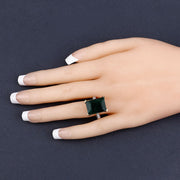 Bids.com 7.64 Carat Dyed Emerald and White Diamond .925 Sterling Silver Ring Rings Dark Slate Gray size 7.00,size 8.00,size 9.00,size 10.00,size 5.00,size 6.00,size 6.50