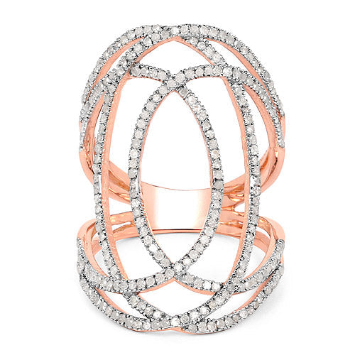 Bids.com 14K Rose Gold Plated 0.73 Carat Genuine White Diamond .925 Sterling Silver Ring Rings White Smoke size 6.00,size 8.00,size 9.00,size 7.00