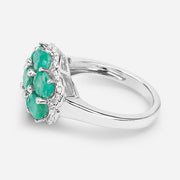 Bids.com 3.33 Carat Genuine Zambian Emerald and White Zircon .925 Sterling Silver Ring Rings White Smoke size 6.00,size 7.00,size 8.00,size 5.00,size 9.00,size 10.00,size 8.50,size 6.50