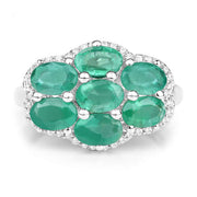 Bids.com 3.33 Carat Genuine Zambian Emerald and White Zircon .925 Sterling Silver Ring Rings White Smoke size 6.00,size 7.00,size 8.00,size 5.00,size 9.00,size 10.00,size 8.50,size 6.50