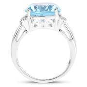 Bids.com 8.36 Carat Genuine Blue Topaz and White Zircon .925 Sterling Silver Ring Rings White Smoke size 6.00,size 7.00,size 8.00,size 5.00,size 9.00
