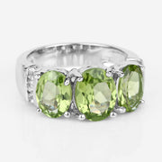Bids.com 4.14 Carat Genuine Peridot and White Topaz .925 Sterling Silver Ring Rings Light Gray size 5.00,size 6.00,size 7.00,size 8.00,size 8.50,size 9.00