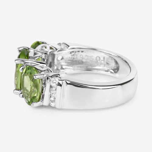 Bids.com 4.14 Carat Genuine Peridot and White Topaz .925 Sterling Silver Ring Rings Lavender size 5.00,size 6.00,size 7.00,size 8.00,size 8.50,size 9.00