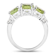 Bids.com 4.14 Carat Genuine Peridot and White Topaz .925 Sterling Silver Ring Rings White Smoke size 5.00,size 6.00,size 7.00,size 8.00,size 8.50,size 9.00