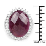 Bids.com 19.12 Carat Genuine Ruby and White Topaz .925 Sterling Silver Ring Rings White Smoke size 6.00,size 7.00,size 8.00,size 9.00,size 10.00,size 11.00,size 5.00