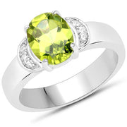Bids.com 1.76 Carat Genuine Peridot and White Zircon .925 Sterling Silver Ring Rings White Smoke size 6.00,size 7.00,size 8.00,size 5.00,size 9.00