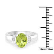 Bids.com 1.76 Carat Genuine Peridot and White Zircon .925 Sterling Silver Ring Rings White Smoke size 6.00,size 7.00,size 8.00,size 5.00,size 9.00