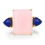 Bids.com 12.18 Carat Genuine Pink Opal and Lapis .925 Sterling Silver Ring Rings White Smoke size 9.00,size 6.00,size 7.00,size 8.00,size 5.00,size 10.00