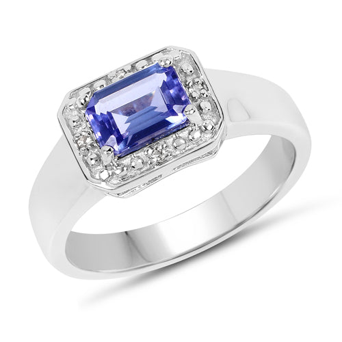 Bids.com 1.12 Carat Genuine Tanzanite and White Topaz .925 Sterling Silver Ring Rings White Smoke size 6.00,size 7.00,size 8.00,size 9.00