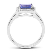 Bids.com 1.12 Carat Genuine Tanzanite and White Topaz .925 Sterling Silver Ring Rings White Smoke size 6.00,size 7.00,size 8.00,size 9.00
