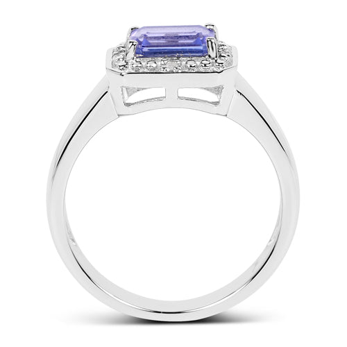 Bids.com 1.12 Carat Genuine Tanzanite and White Topaz .925 Sterling Silver Ring Rings White Smoke size 6.00,size 7.00,size 8.00,size 9.00