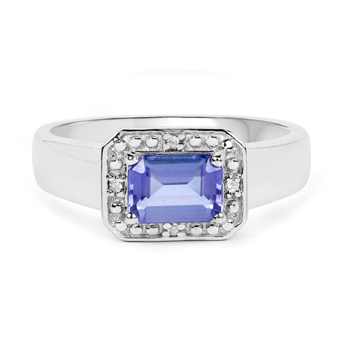 Bids.com 1.12 Carat Genuine Tanzanite and White Topaz .925 Sterling Silver Ring Rings Lavender size 6.00,size 7.00,size 8.00,size 9.00
