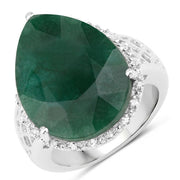 Bids.com 13.05 Carat Dyed Emerald and White Topaz .925 Sterling Silver Ring Rings White Smoke size 5.00,size 6.00,size 7.00,size 8.00,size 9.00