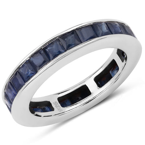 Bids.com 3.12 Carat Genuine Blue Sapphire .925 Sterling Silver Ring Rings White Smoke size 5.00,size 6.00,size 7.00,size 8.00,size 9.00
