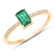 Bids.com 0.59 Carat Genuine Zambian Emerald and White Diamond 14K Yellow Gold Ring Rings White Smoke size 6.00,size 7.00,size 8.00,size 5.00,size 9.00