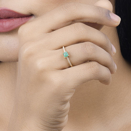 Bids.com 0.59 Carat Genuine Zambian Emerald and White Diamond 14K Yellow Gold Ring Rings Tan size 6.00,size 7.00,size 8.00,size 5.00,size 9.00